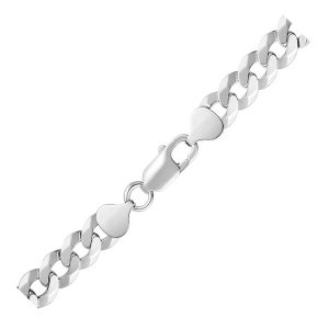 Unbranded 86558-22 Rhodium Plated 8.4mm Sterling Silver Curb Style Cha