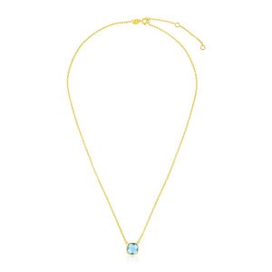 Unbranded 70160-17 14k Yellow Gold 17 Inch Necklace With Cushion Blue 