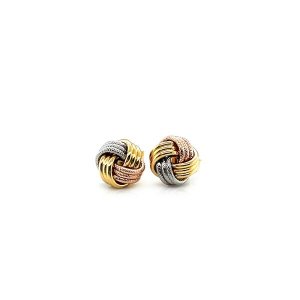 Unbranded 63884 Love Knot Post Earrings In 14k Tri Color Gold