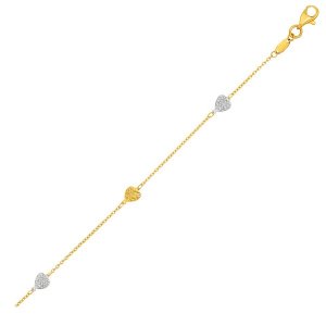 Unbranded 76407-10 14k Two-toned Yellow And White Gold Anklet With Tex