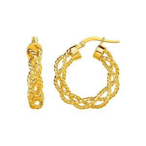 Unbranded 64546 Textured Braided Hoop Earrings In 14k Yellow Gold