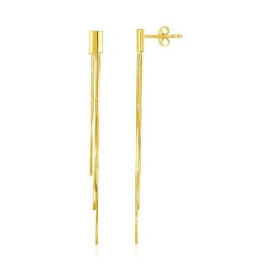 Unbranded 77221 14k Yellow Gold Post Earrings With Long Chains