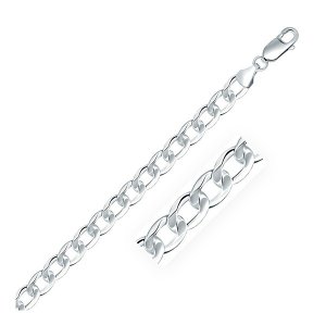 Unbranded 30440-8.5 Rhodium Plated 7.9mm Sterling Silver Curb Style Br