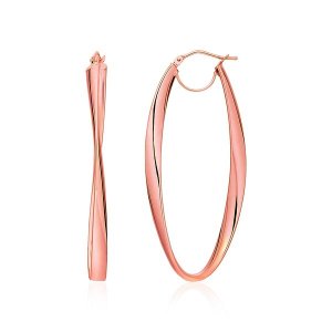 Unbranded 77168 14k Rose Gold Twist Motif Oval Shape Hoop Earrings