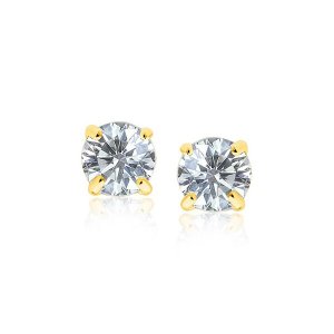 Unbranded 71469 14k Yellow Gold Stud Earrings With White Hue Faceted C