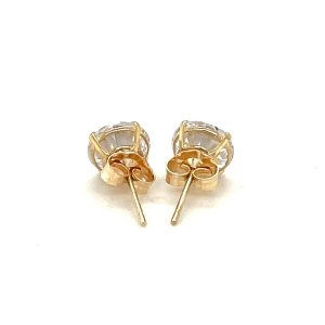 Unbranded 71469 14k Yellow Gold Stud Earrings With White Hue Faceted C