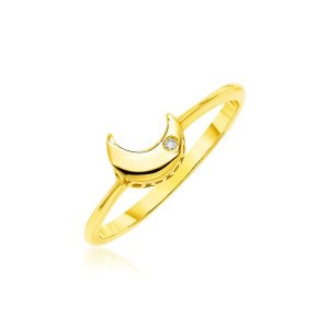 Unbranded 40435-7 14k Yellow Gold Polished Moon Ring With Diamond Size