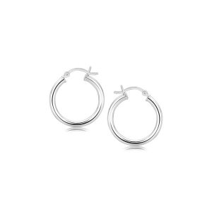 Unbranded 48907 Sterling Silver Polished Hoop Motif Earrings With Rhod