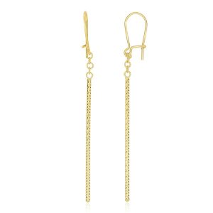 Unbranded 85066 14k Yellow Gold Long Bar Diamond Cut Drop Earrings