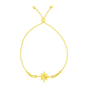 Unbranded 42790-9.25 14k Yellow Gold Adjustable Bracelet With Star Siz