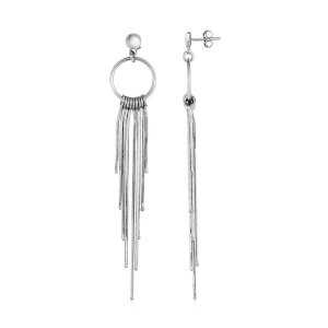 Unbranded 10867 Earrings With Circles And Wire Tassels In Sterling Sil