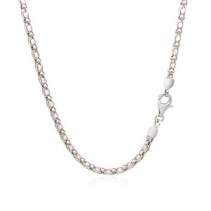 Unbranded 35963-18 Sterling Silver 18 Inch Necklace With Pink Cubic Zi