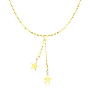 Unbranded 37276-17 14k Two Tone Gold Lariat Style Necklace With Stars 