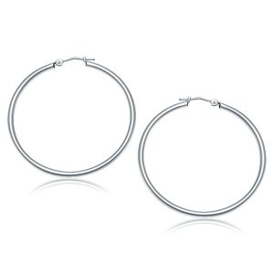 Unbranded 34363 10k White Gold Polished Hoop Earrings (40 Mm)