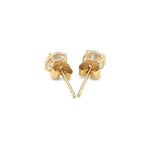 Unbranded 46329 14k Yellow Gold Stud Earrings With White Hue Faceted C