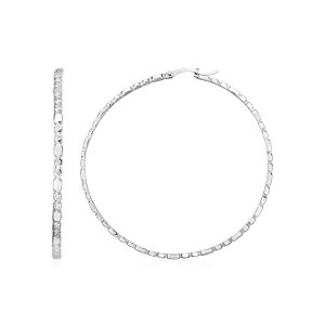 Unbranded 64079 Sterling Silver Hoop Earrings With Cubic Zirconias