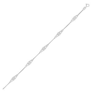 Unbranded 98653-10 14k White Gold Anklet With Fancy Diamond Shape Fili