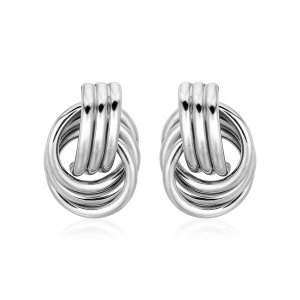 Unbranded 65457 Polished Love Knot Earrings With Interlocking Rings In