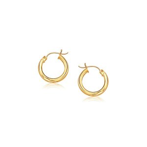 Unbranded 61040 14k Yellow Gold Hoop Earring With Diamond-cut Finish (