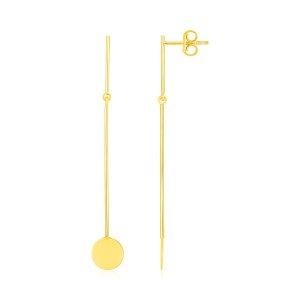 Unbranded 64130 14k Yellow Gold Chain Dangle Earrings With Polished Ci