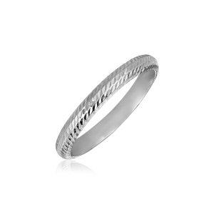 Unbranded 18375-10 14k White Gold Textured Comfort Fit Wedding Band Si