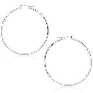 Unbranded 64852 14k White Gold Polished Hoop Earrings (45 Mm)