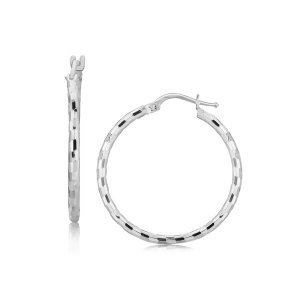 Unbranded 69788 Sterling Silver Hoop Design Diamond Cut Earrings With 