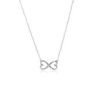 Unbranded 56062-18 Sterling Silver Infinity Double Heart Necklace Size