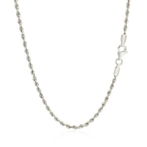 Unbranded 48458-16 2.25mm 14k White Gold Solid Diamond Cut Rope Chain 