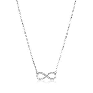 Unbranded 07399-18 Sterling Silver Petite Infinity Symbol Necklace Wit