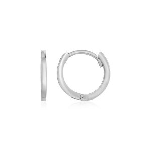 Unbranded 85054 14k White Gold Petite Polished Round Hoop Earrings