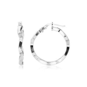 Unbranded 78874 Sterling Silver Round Polished Wavy Profile Hoop Earri