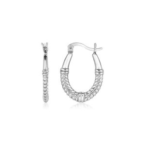 Unbranded 55970 Sterling Silver Oval Hoop Earrings With Rope Texture