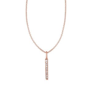 Unbranded 45455-18 14k Rose Gold Bar Pendant With Diamonds Size: 18