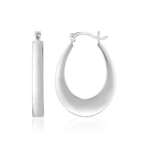 Unbranded 67286 Sterling Silver Puffed Rectangular Profile Oval Hoop E