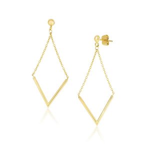 Unbranded 58995 14k Yellow Gold Diamond Shape Chain Drop Earrings