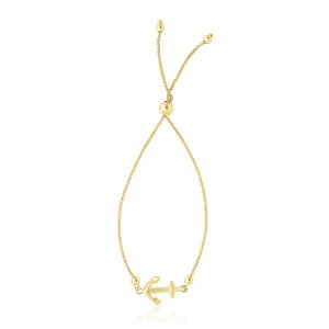 Unbranded 05970-9.25 14k Yellow Gold Anchor Design Adjustable Lariat B