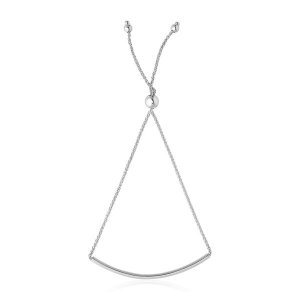 Unbranded 36938-9.25 14k White Gold Smooth Curved Bar Lariat Design Br