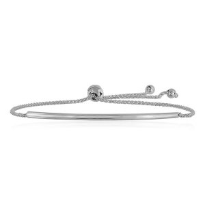 Unbranded 36938-9.25 14k White Gold Smooth Curved Bar Lariat Design Br