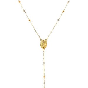 Unbranded 83940-26 14k Tri Color Gold Lariat Rosary Necklace Size: 26'