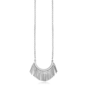 Unbranded 63956-17 Sterling Silver Necklace With Curved Bar And Fringe