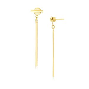 Unbranded 58784 14k Yellow Gold Modern Disc And Bar Drop Earrings