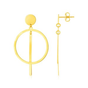 Unbranded 43365 14k Yellow Gold Polished Circle And Bar Earrings