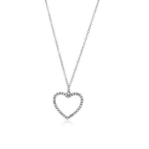 Unbranded 98436-18 Sterling Silver Heart Necklace With Cubic Zirconias