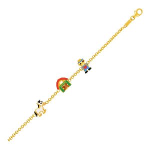 Unbranded 72134-6 14k Yellow Gold Childrens Bracelet With Enameled Far