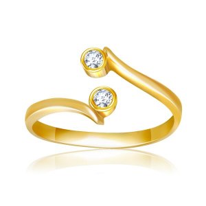 Unbranded 78622 14k Yellow Gold Cubic Zirconia Accented Curve Ended To