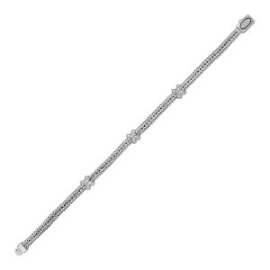 Unbranded 32745-7.25 Woven Rope Bracelet With White Sapphire X Accents