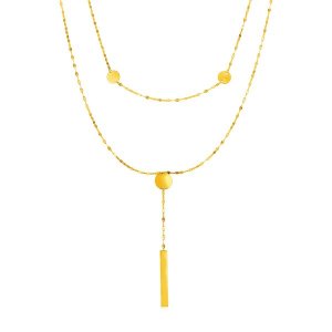 Unbranded 70267-17 14k Yellow Gold Two Strand Necklace With Polished C