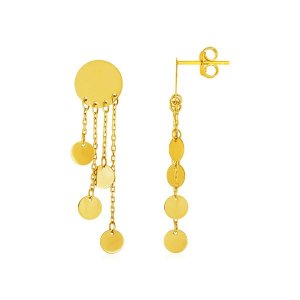 Unbranded 54666 14k Yellow Gold Post Earrings With Polished Round Dang