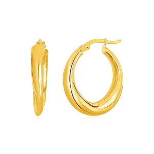 Unbranded 93604 14k Yellow Gold Oval Hoop Earrings